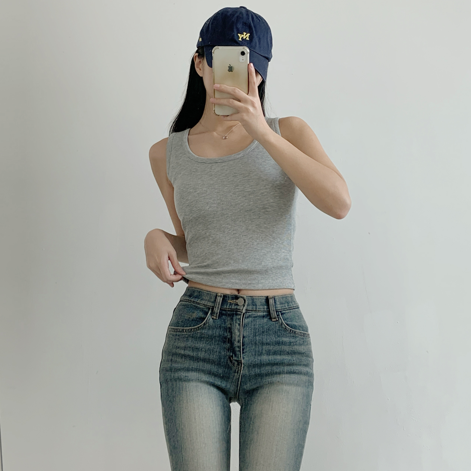 カップ付リブラウンドネックベーシックノースリーブ | 詳細画像7