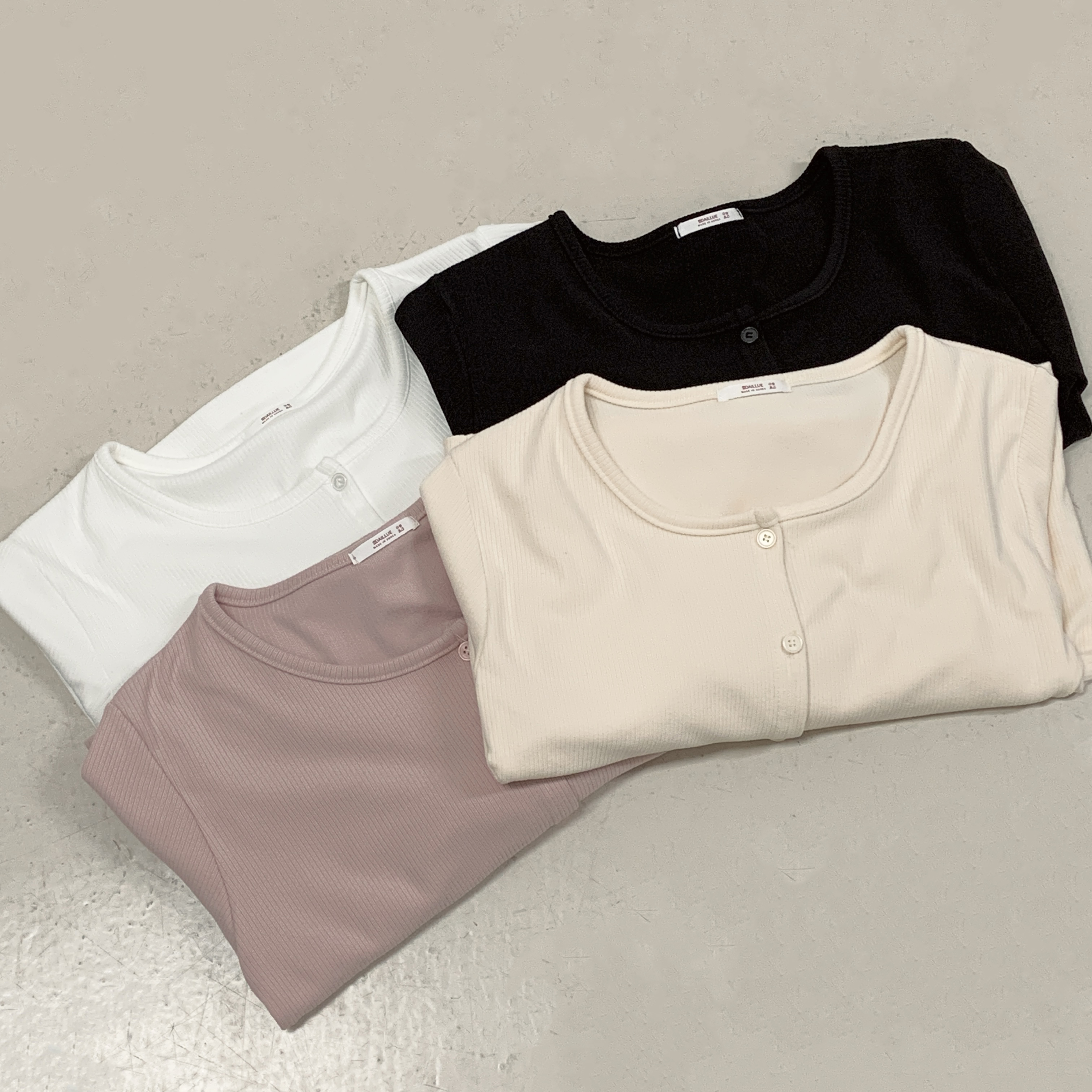 リブボタンラウンドネックシンプルカラーカーディガン | 詳細画像20