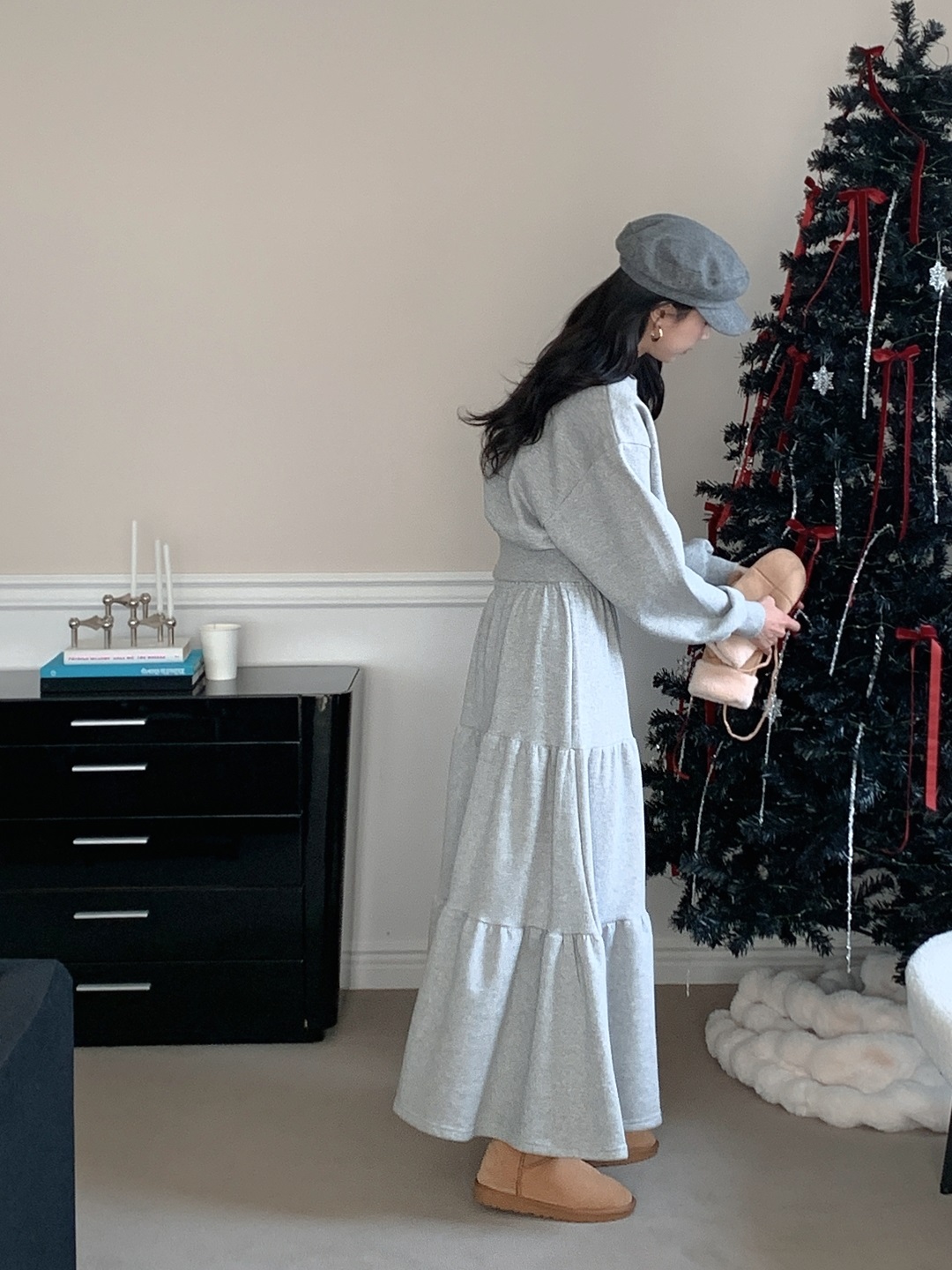 裏起毛ラウンドネックティアードウエストゴムクロップドカラーセットアップ | 詳細画像14