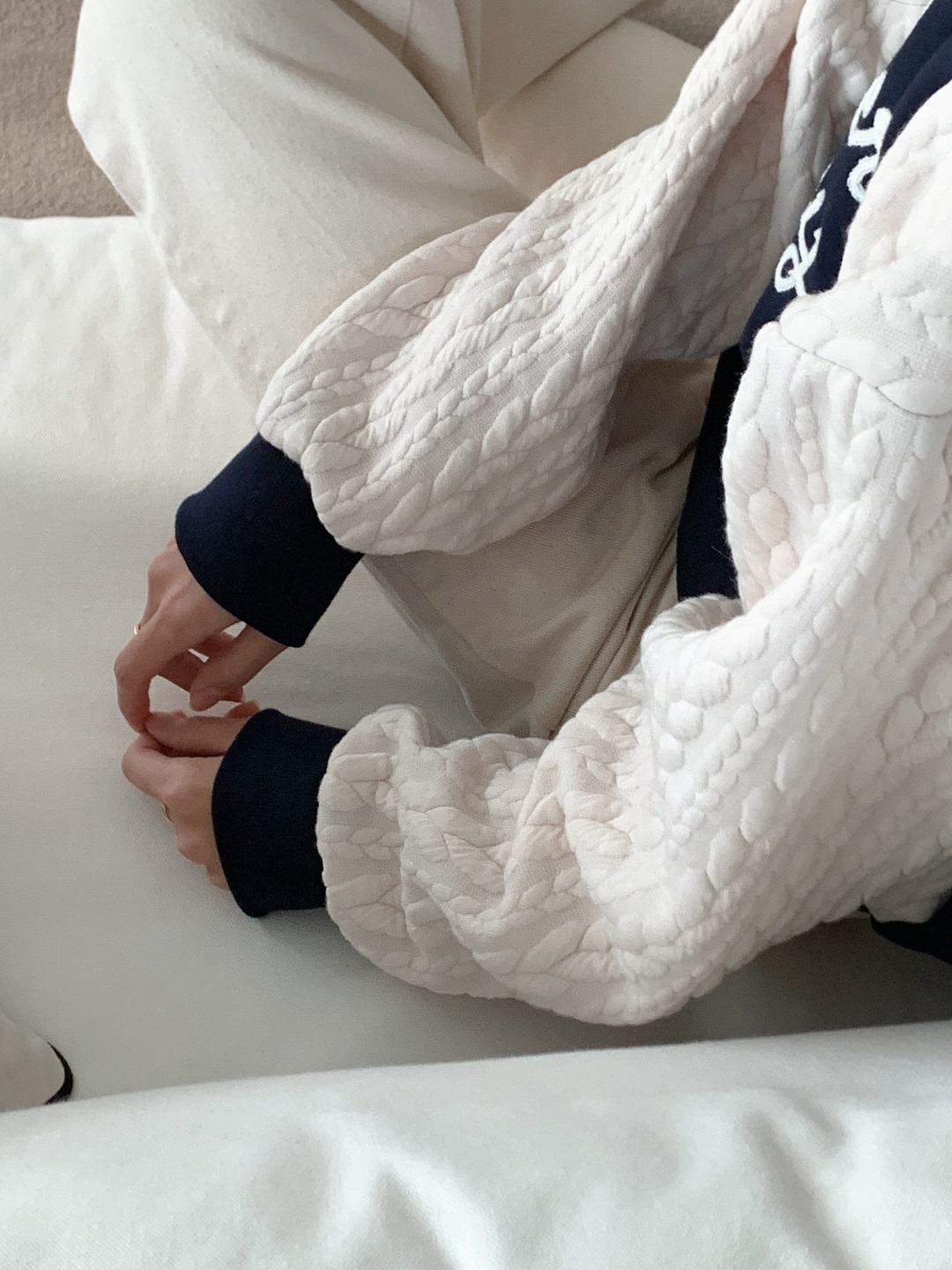 裏起毛ラウンドネック配色ケーブルカラースウェット | 詳細画像6