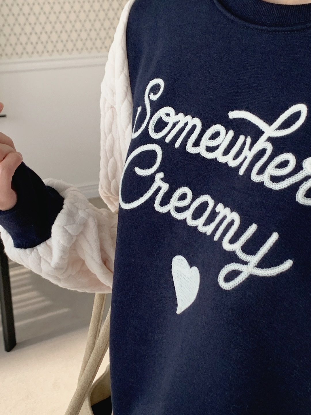 裏起毛ラウンドネック配色ケーブルカラースウェット | 詳細画像11