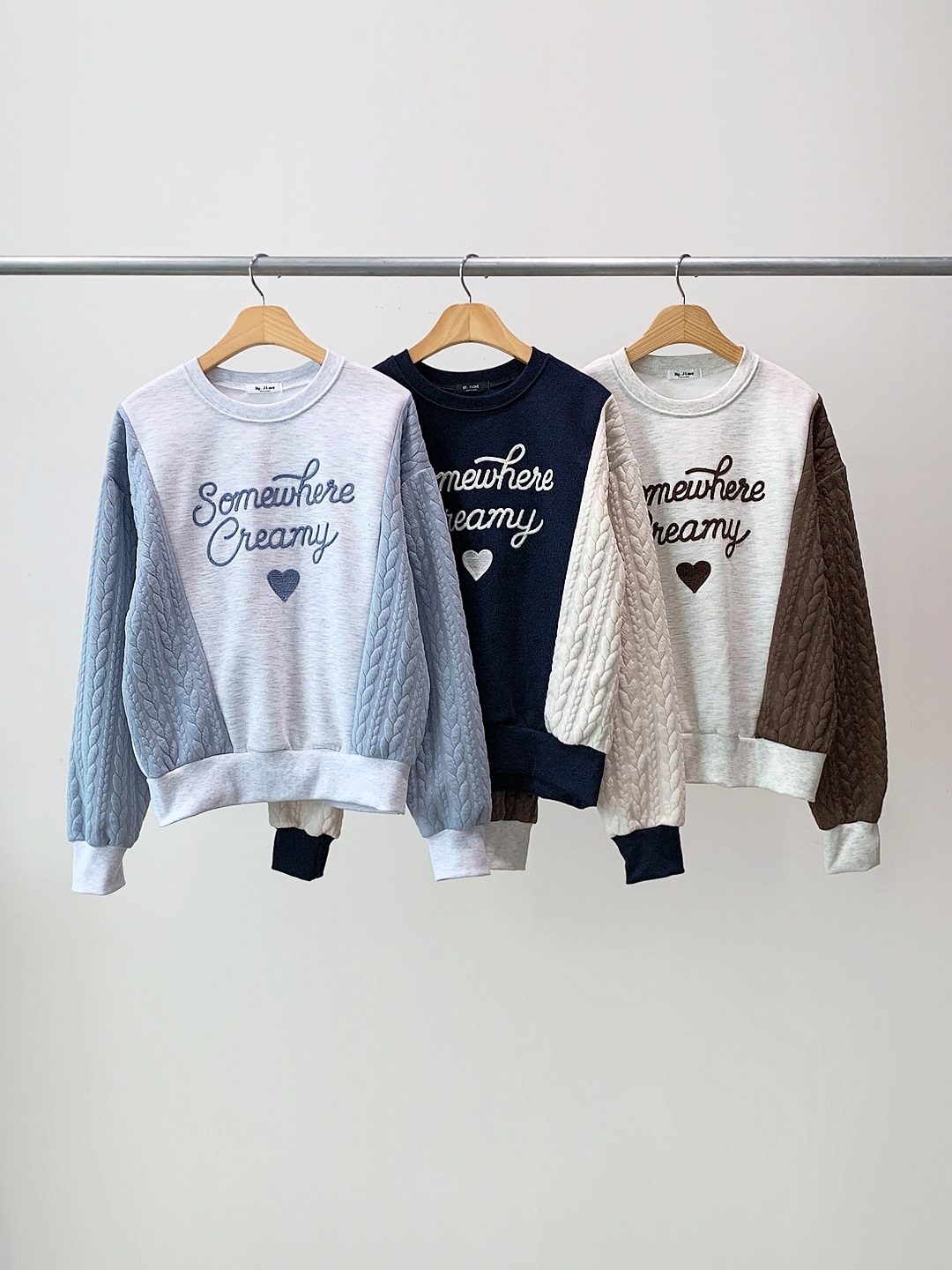 裏起毛ラウンドネック配色ケーブルカラースウェット | 詳細画像17