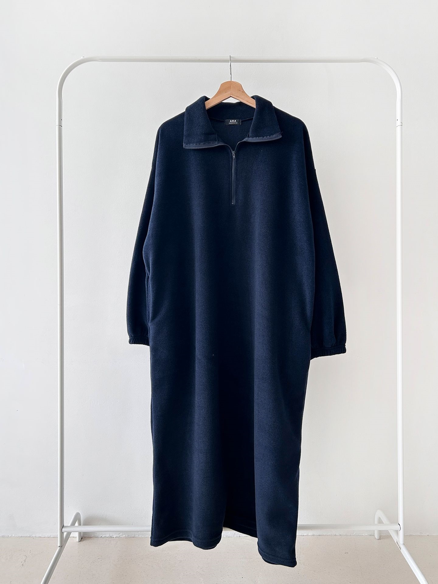 フリースハーフジップボクシーロング長袖カラーワンピース | 詳細画像36