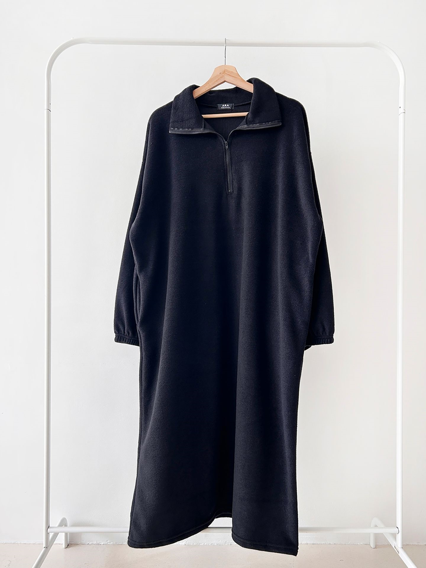 フリースハーフジップボクシーロング長袖カラーワンピース | 詳細画像39