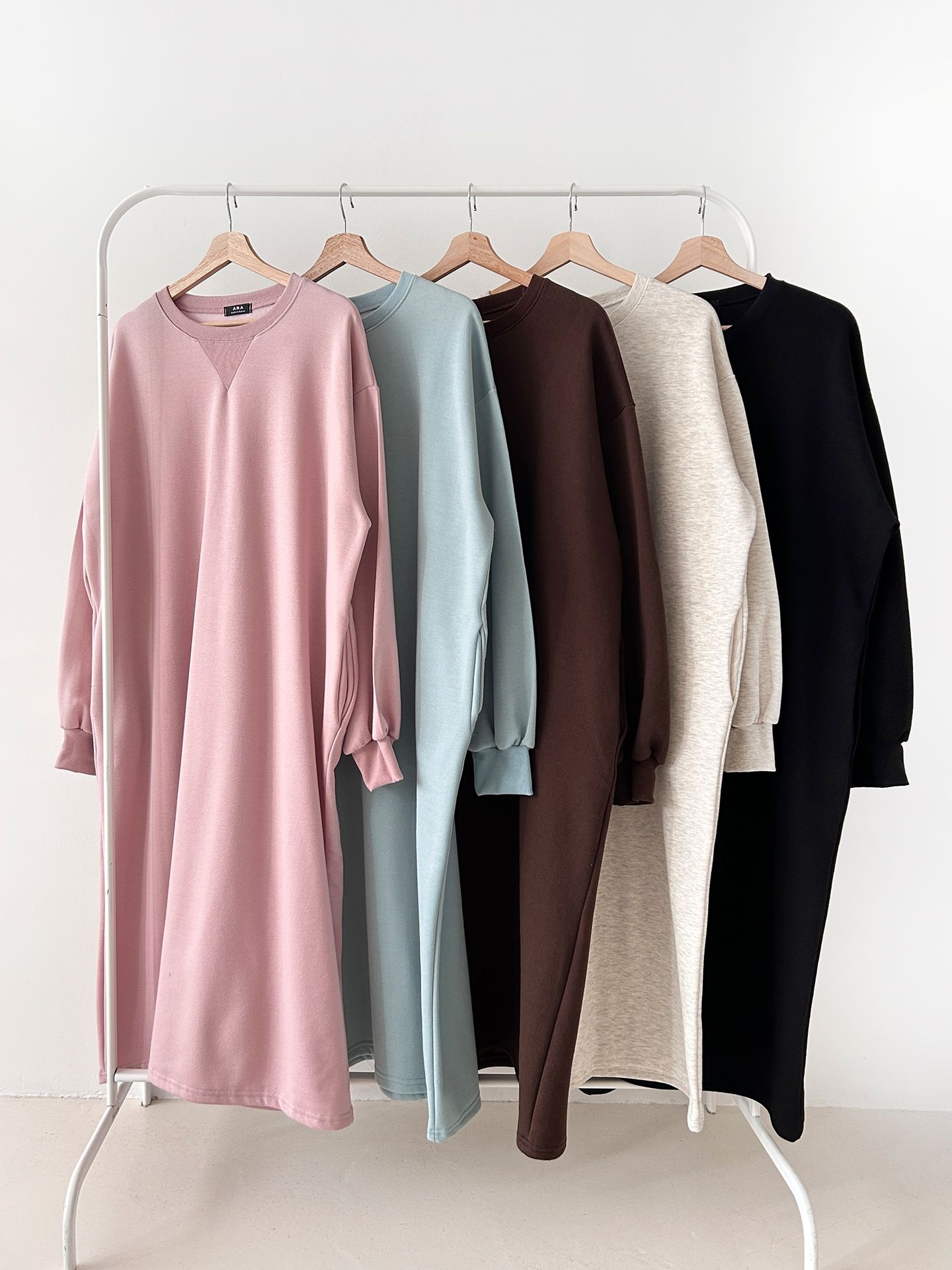 裏起毛ボクシーロング無地カラーワンピース | 詳細画像2