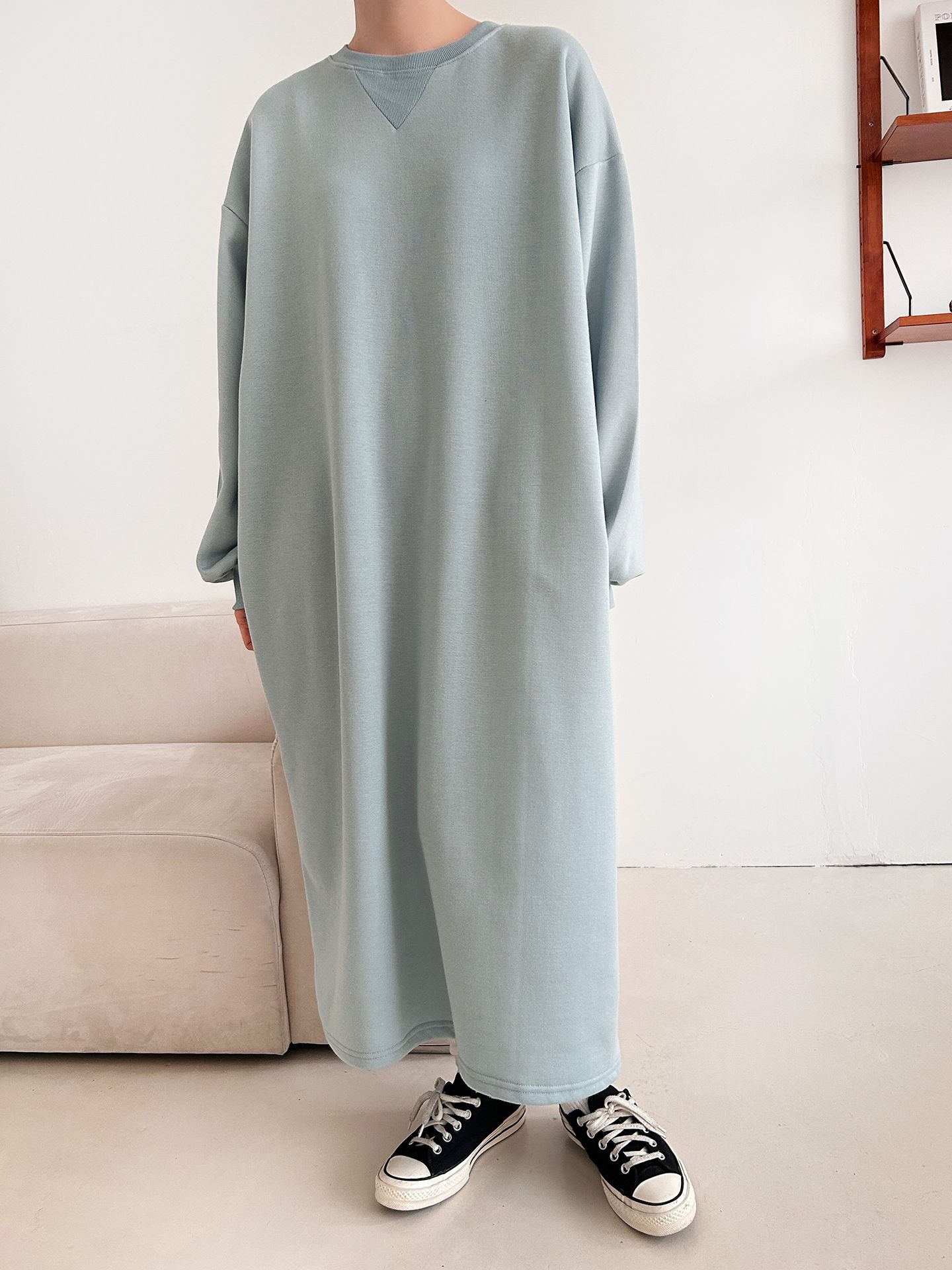 裏起毛ボクシーロング無地カラーワンピース | 詳細画像38