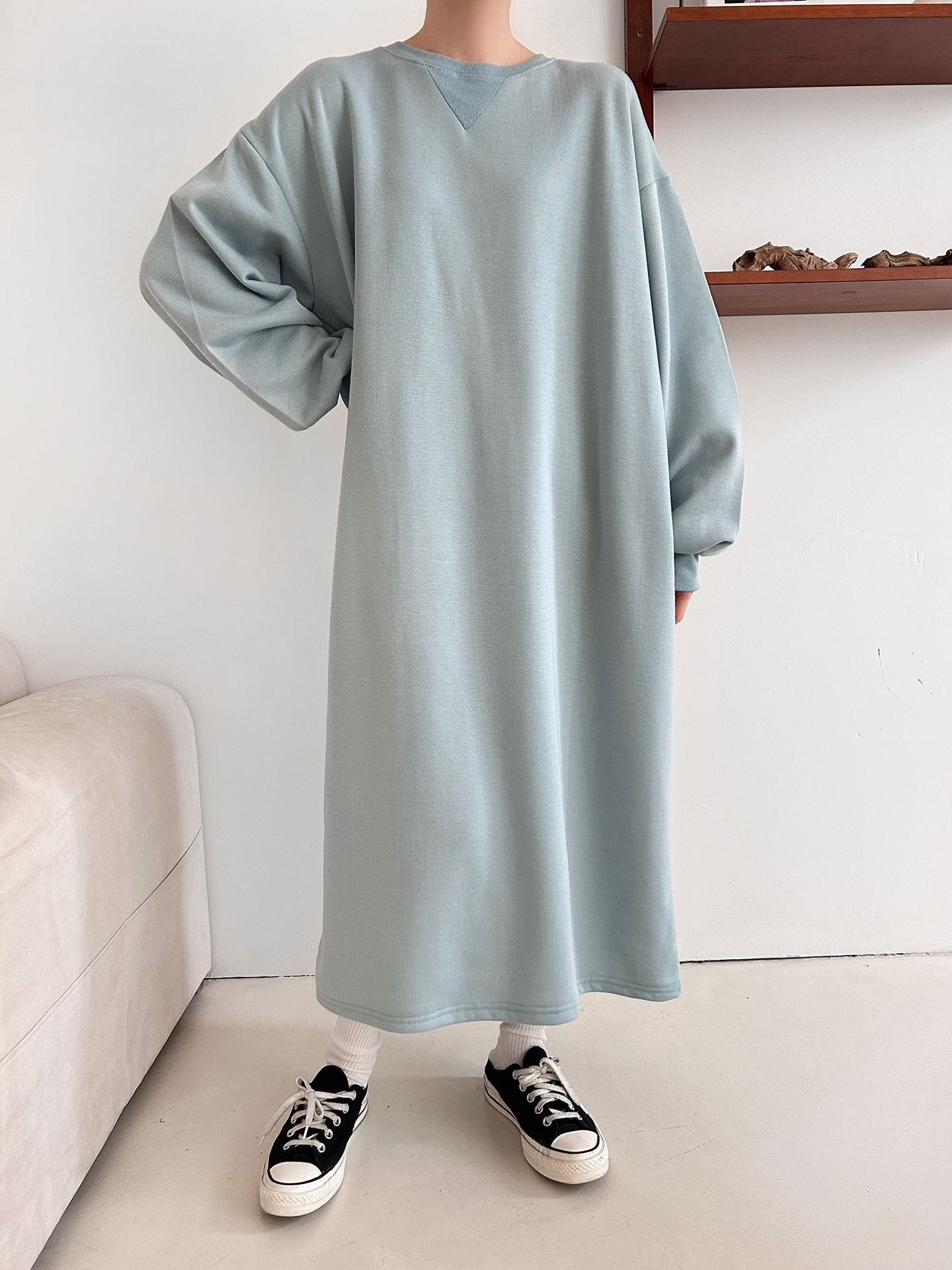 裏起毛ボクシーロング無地カラーワンピース | 詳細画像44