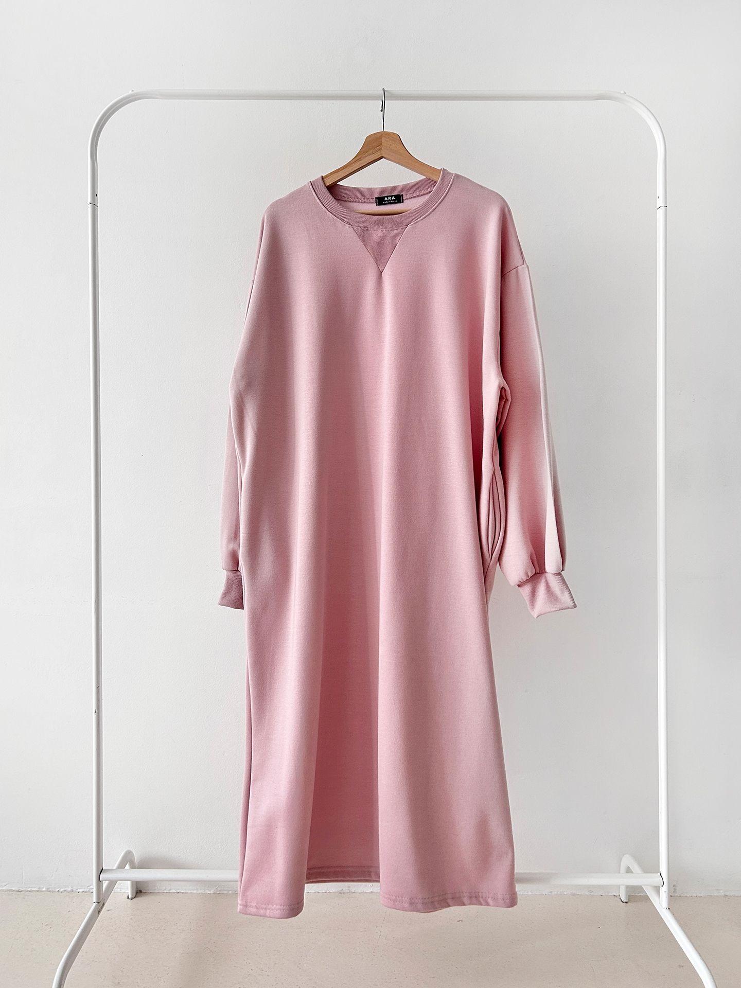 裏起毛ボクシーロング無地カラーワンピース | 詳細画像46