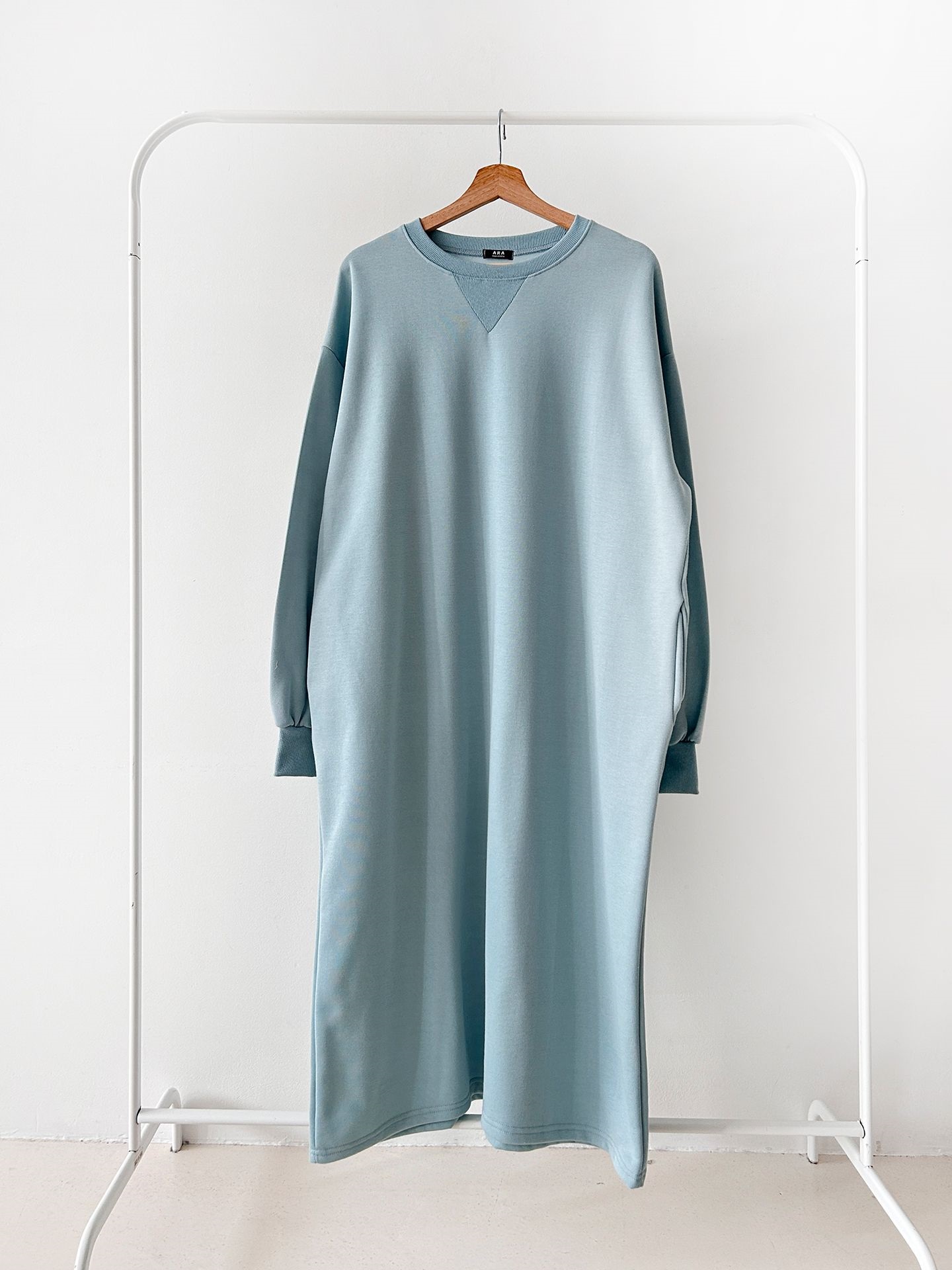 裏起毛ボクシーロング無地カラーワンピース | 詳細画像47