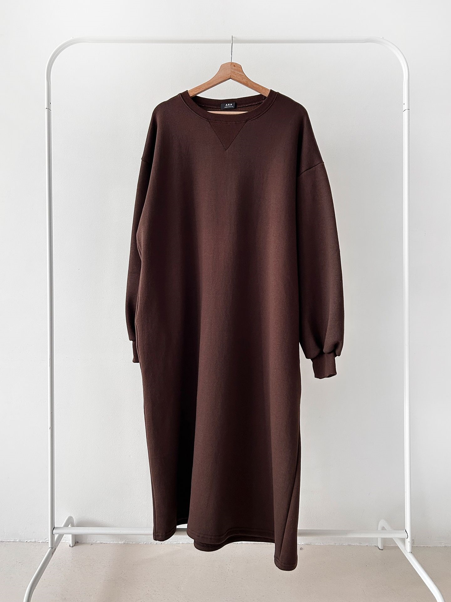 裏起毛ボクシーロング無地カラーワンピース | 詳細画像48