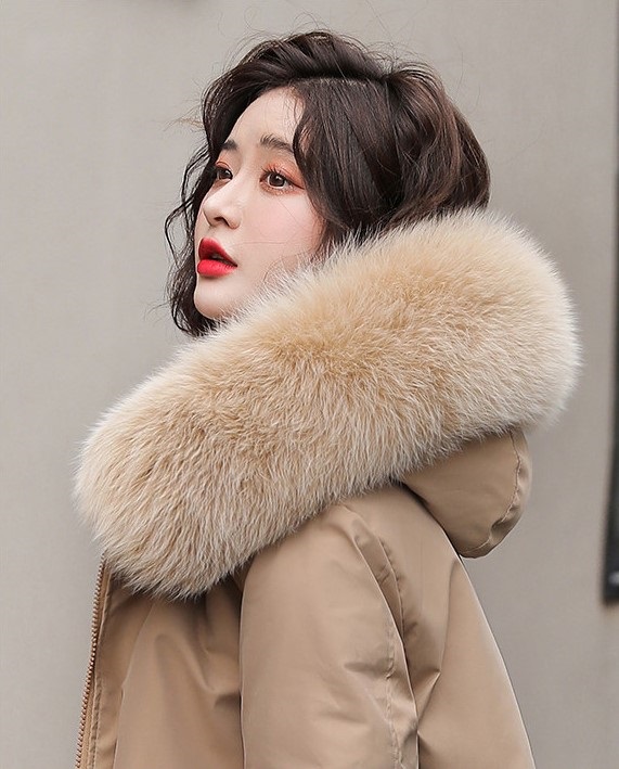 エコファーフードドローストリングハーフジャンパーファーセット | 詳細画像3