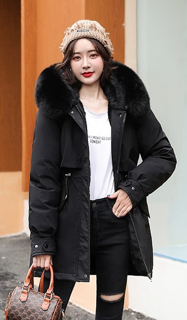 エコファーフードドローストリングハーフジャンパーファーセット | 詳細画像6