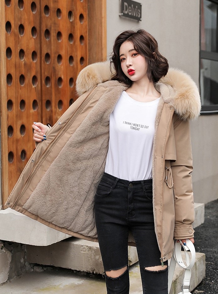 エコファーフードドローストリングハーフジャンパーファーセット | 詳細画像7