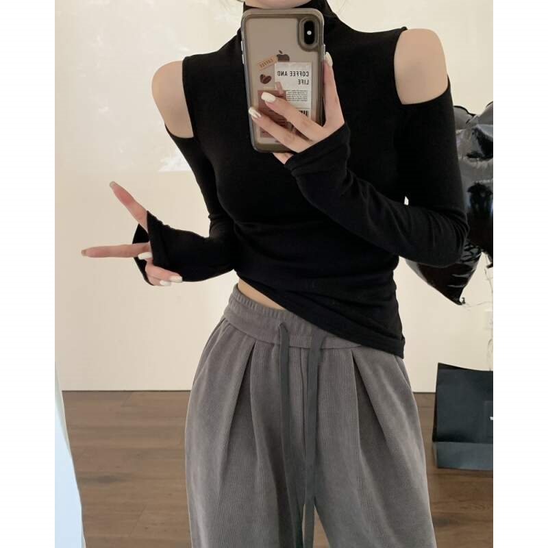 タートルネックスリット長袖無地Tシャツ | 詳細画像18