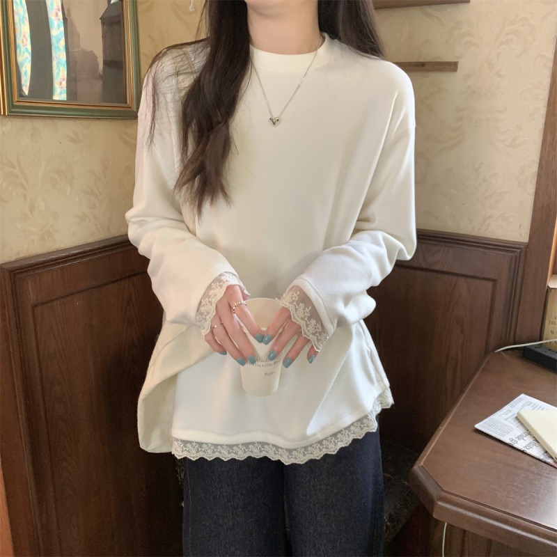 コンビ花柄レースラウンドネック長袖Tシャツ | 詳細画像6