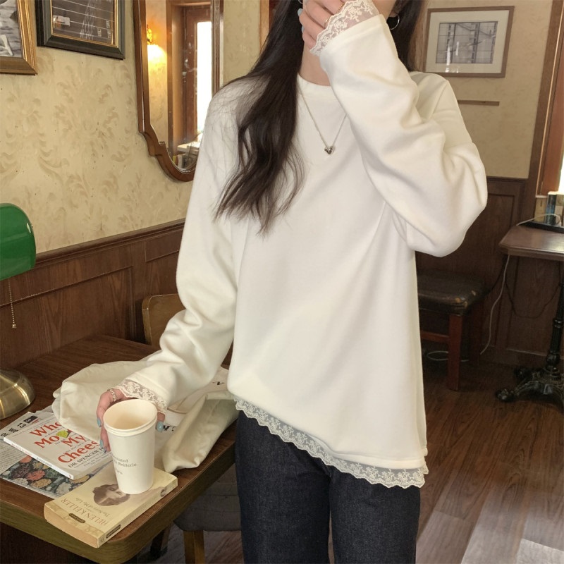 コンビ花柄レースラウンドネック長袖Tシャツ | 詳細画像7