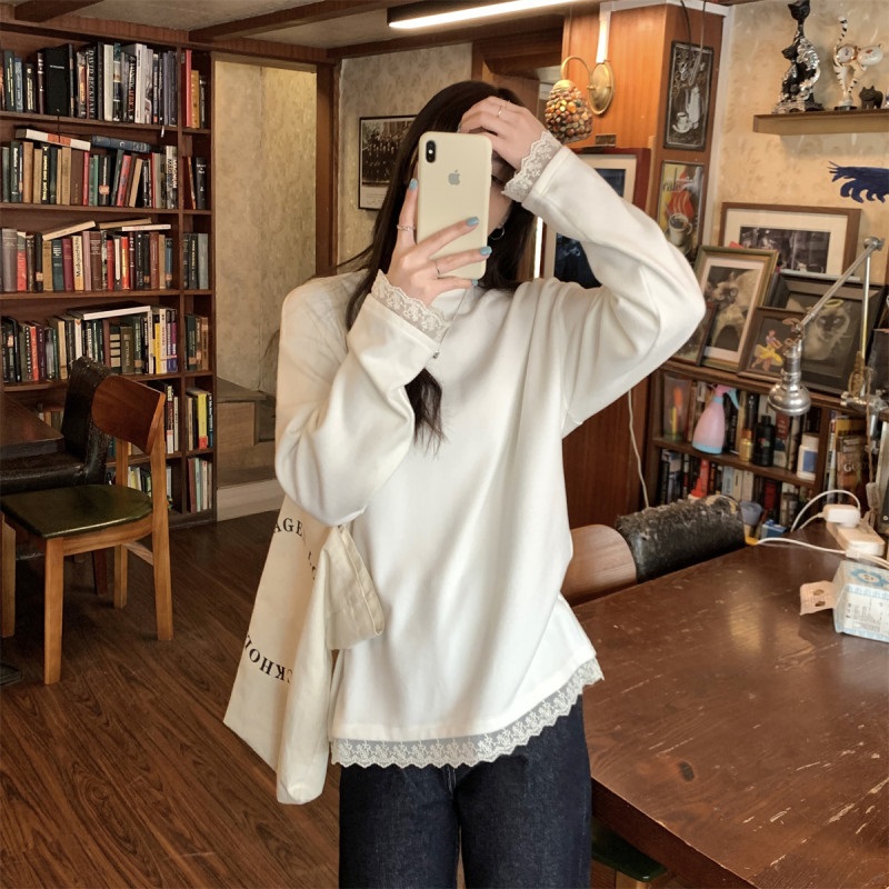 コンビ花柄レースラウンドネック長袖Tシャツ | 詳細画像8