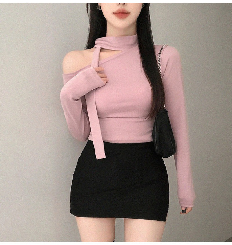 ボウタイオフショルダーアンバランス長袖Tシャツ | 詳細画像2