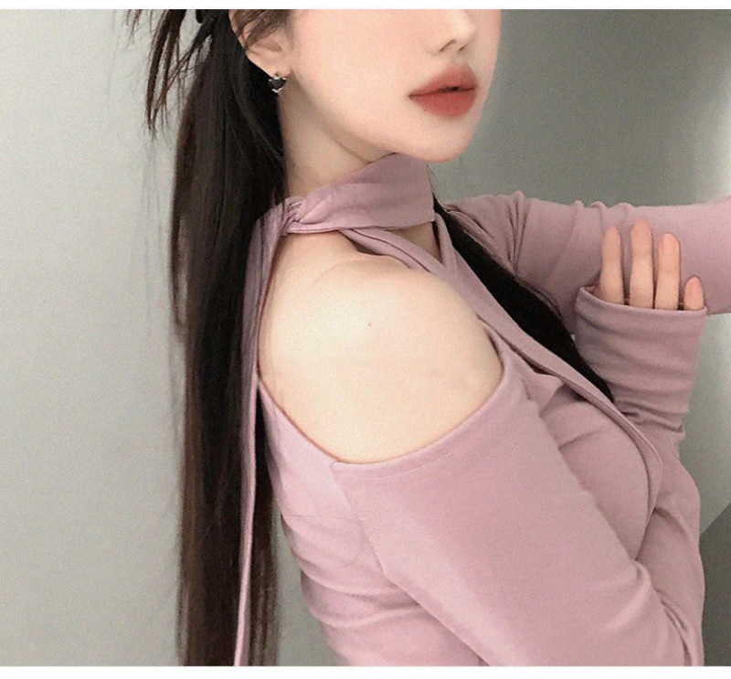 ボウタイオフショルダーアンバランス長袖Tシャツ | 詳細画像5