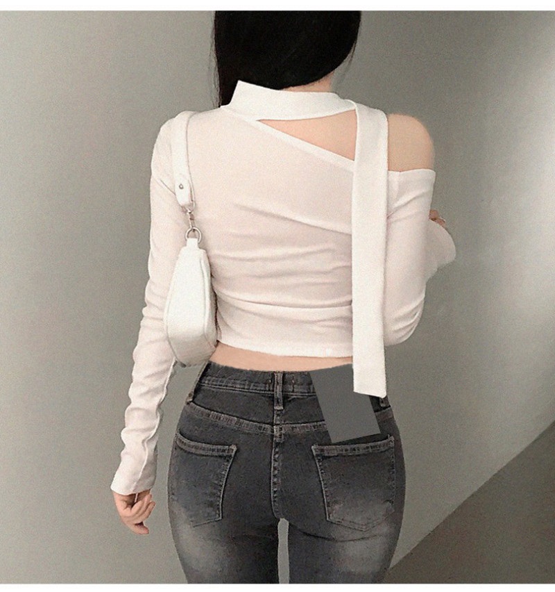 ボウタイオフショルダーアンバランス長袖Tシャツ | 詳細画像7