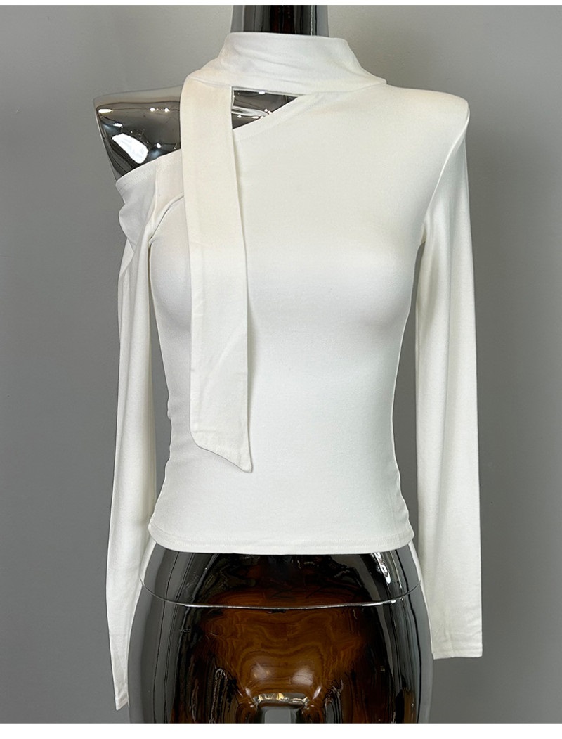 ボウタイオフショルダーアンバランス長袖Tシャツ | 詳細画像12