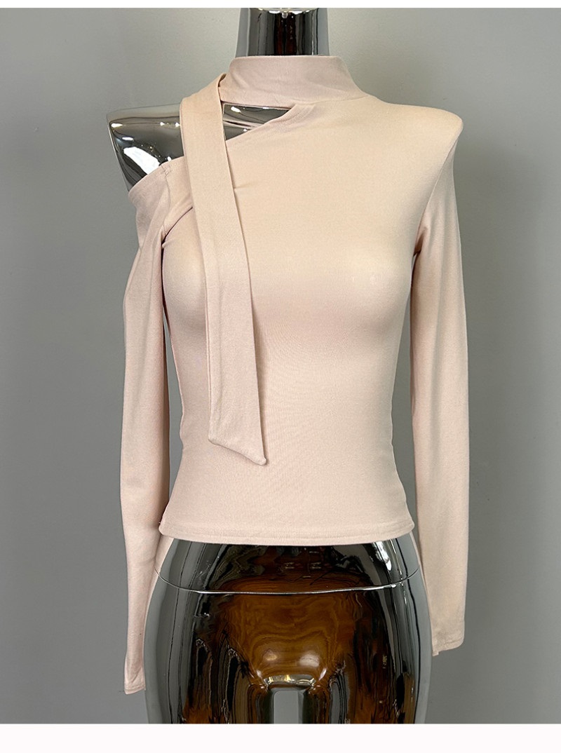 ボウタイオフショルダーアンバランス長袖Tシャツ | 詳細画像15