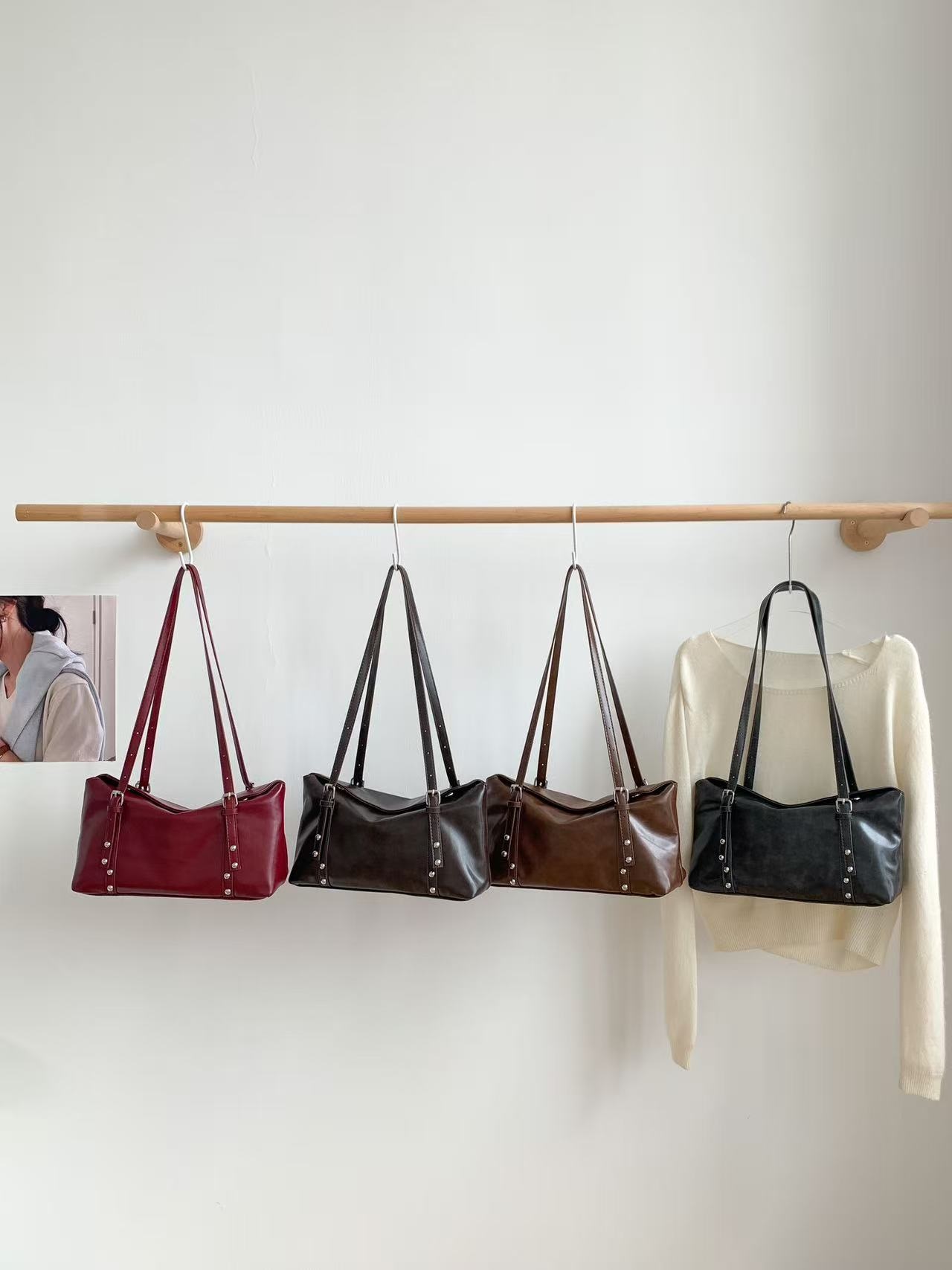 ストラップ付バックルスタッズショルダーバッグ | 詳細画像14