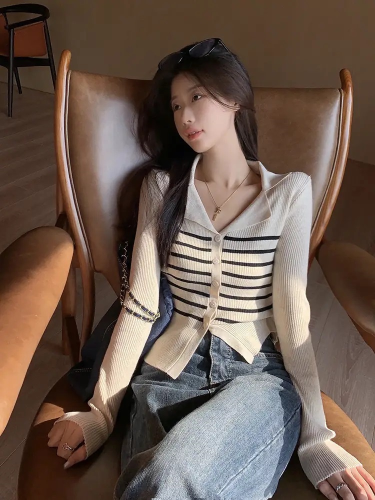 2TYPEリブカラーセミクロップドカーディガン | 詳細画像5