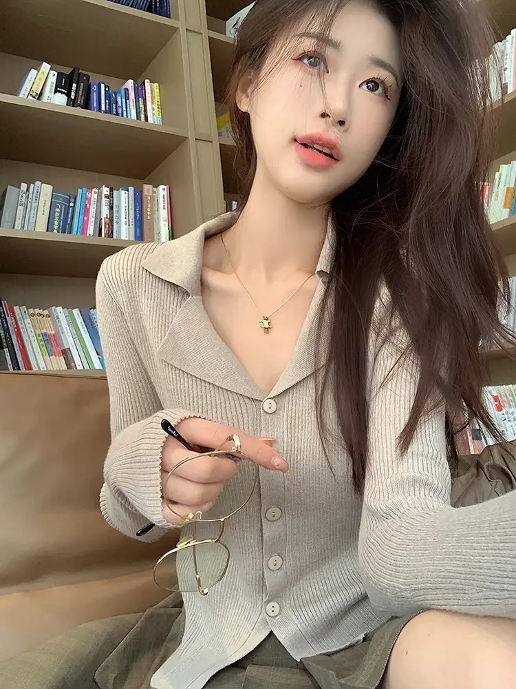 2TYPEリブカラーセミクロップドカーディガン | 詳細画像10