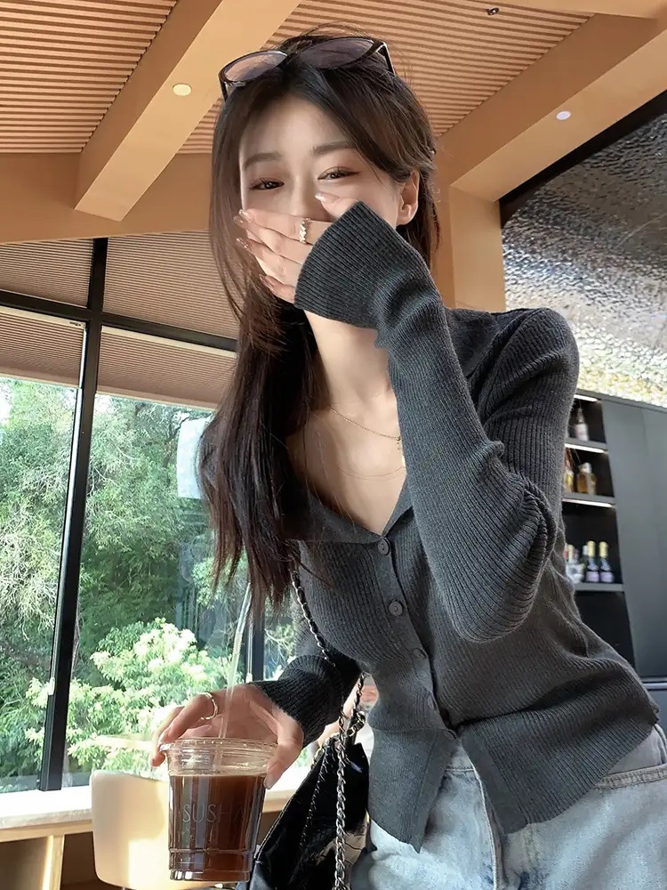 2TYPEリブカラーセミクロップドカーディガン | 詳細画像11