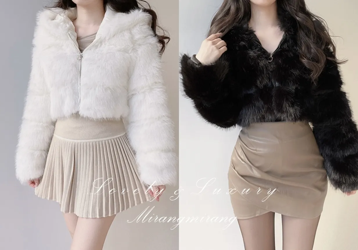 エコファーフードショートジャケット | mirangmirang | 詳細画像1