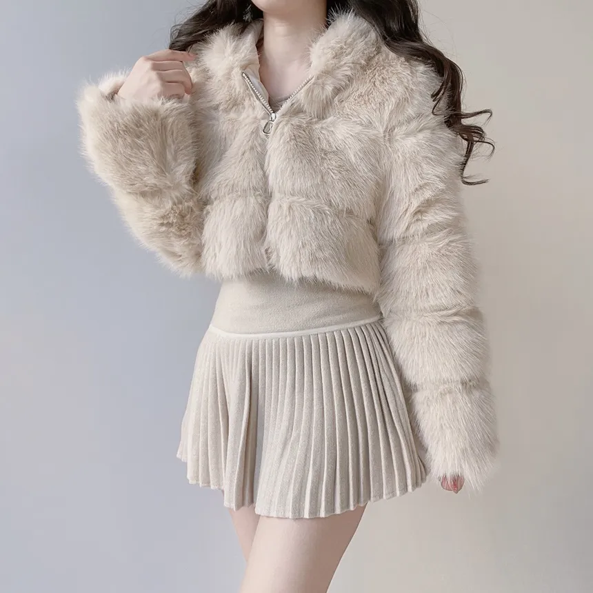 エコファーフードショートジャケット | mirangmirang | 詳細画像12