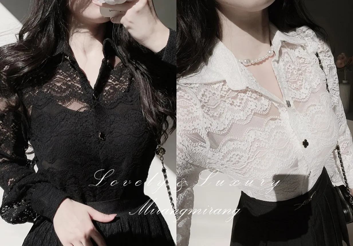 シースルーカラーレースブラウス | mirangmirang | 詳細画像1