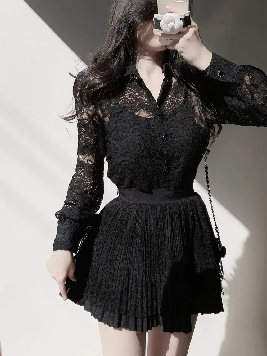 シースルーカラーレースブラウス | mirangmirang | 詳細画像3