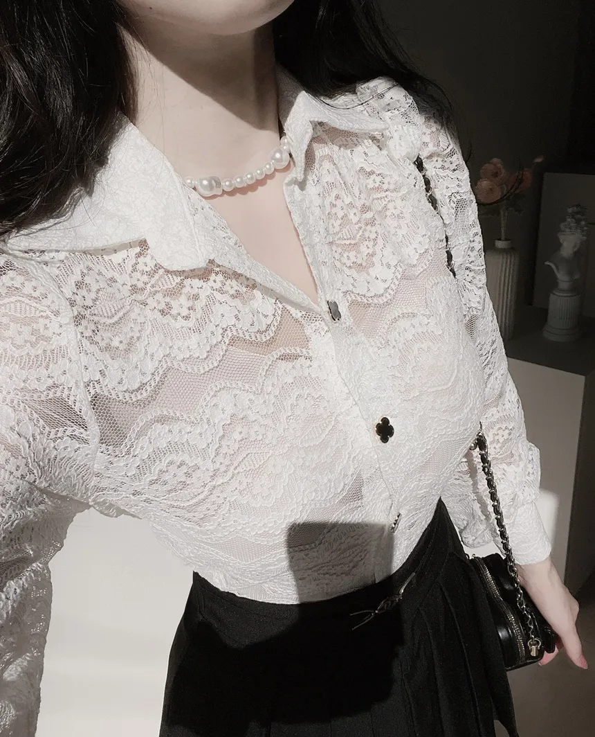 シースルーカラーレースブラウス | mirangmirang | 詳細画像11