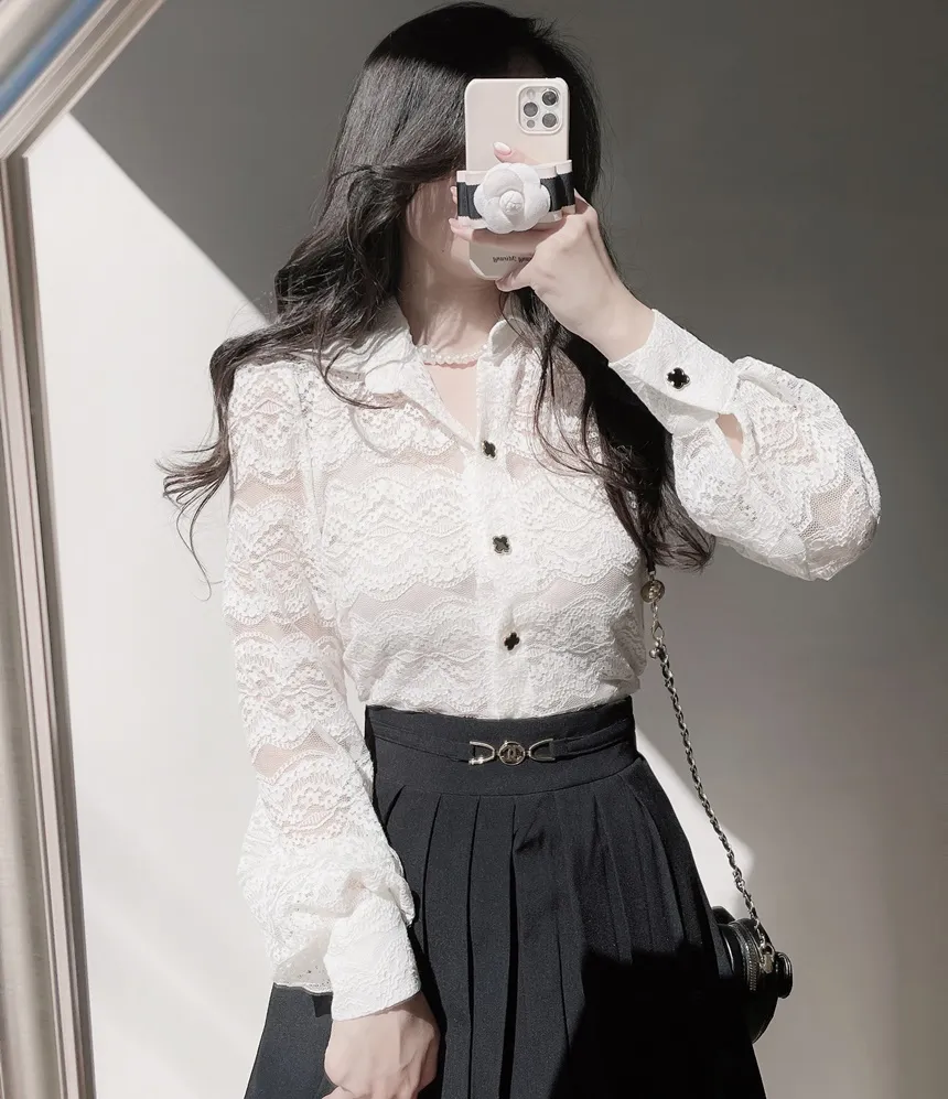 シースルーカラーレースブラウス | mirangmirang | 詳細画像18