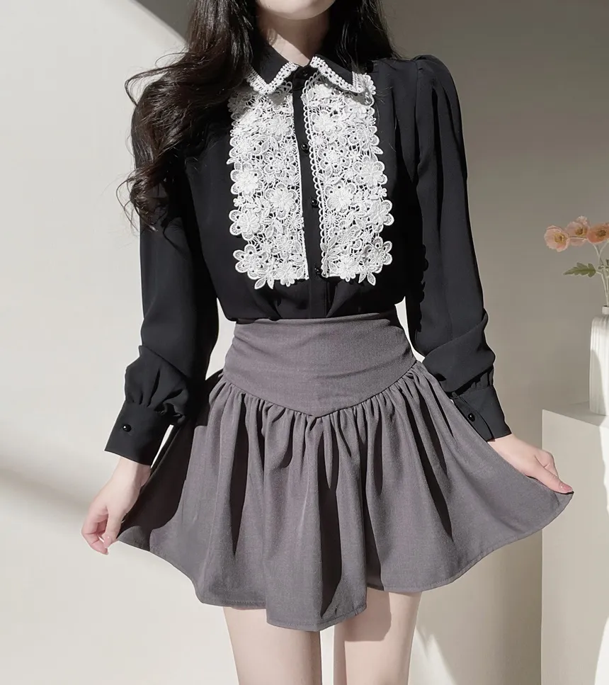 カラーパフスリーブレースブラウス | mirangmirang | 詳細画像3