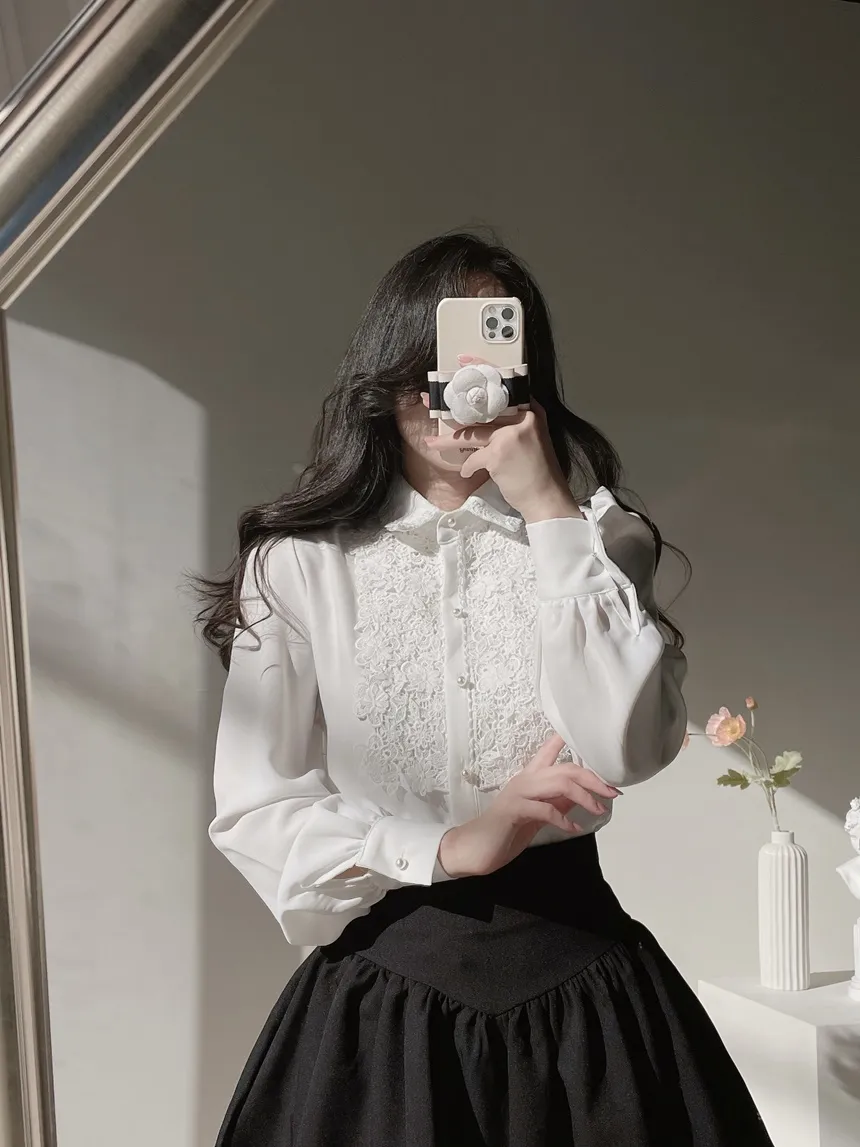 カラーパフスリーブレースブラウス | mirangmirang | 詳細画像16