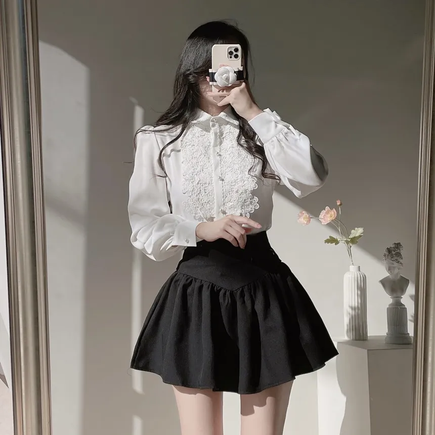 カラーパフスリーブレースブラウス | mirangmirang | 詳細画像20