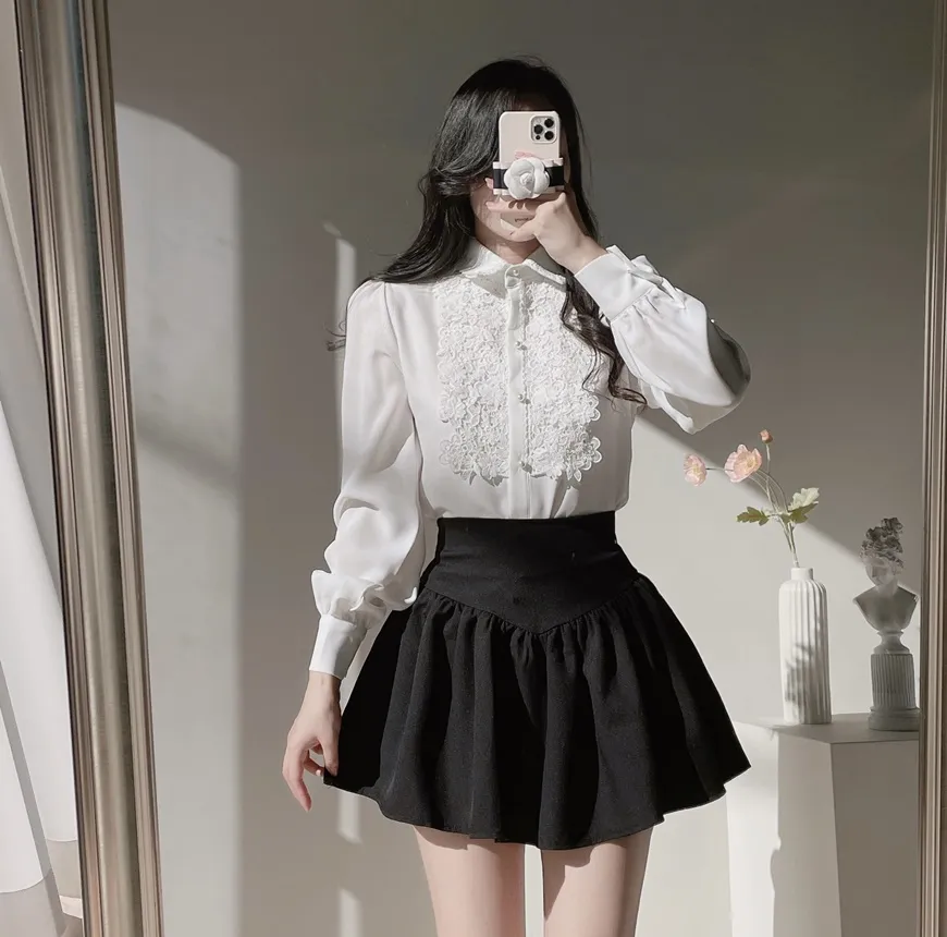 カラーパフスリーブレースブラウス | mirangmirang | 詳細画像22