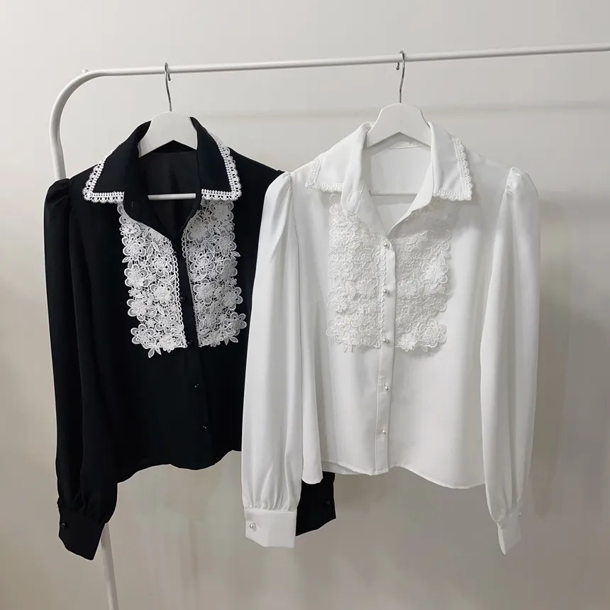 カラーパフスリーブレースブラウス | mirangmirang | 詳細画像23