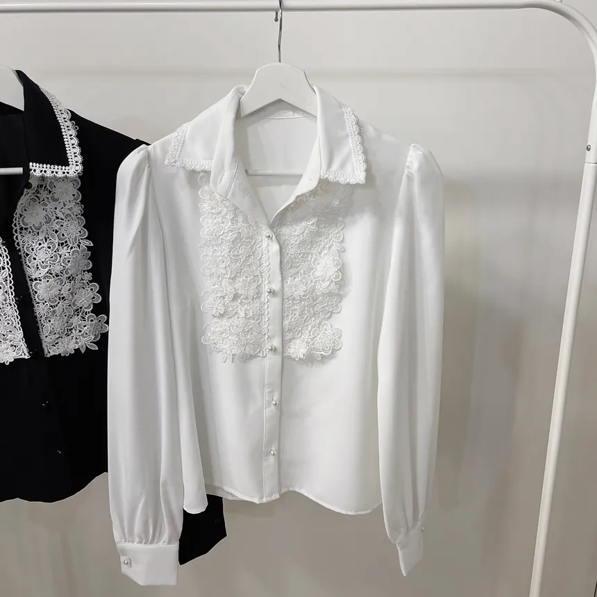 カラーパフスリーブレースブラウス | mirangmirang | 詳細画像24