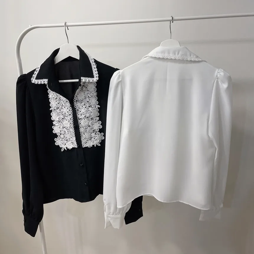 カラーパフスリーブレースブラウス | mirangmirang | 詳細画像25