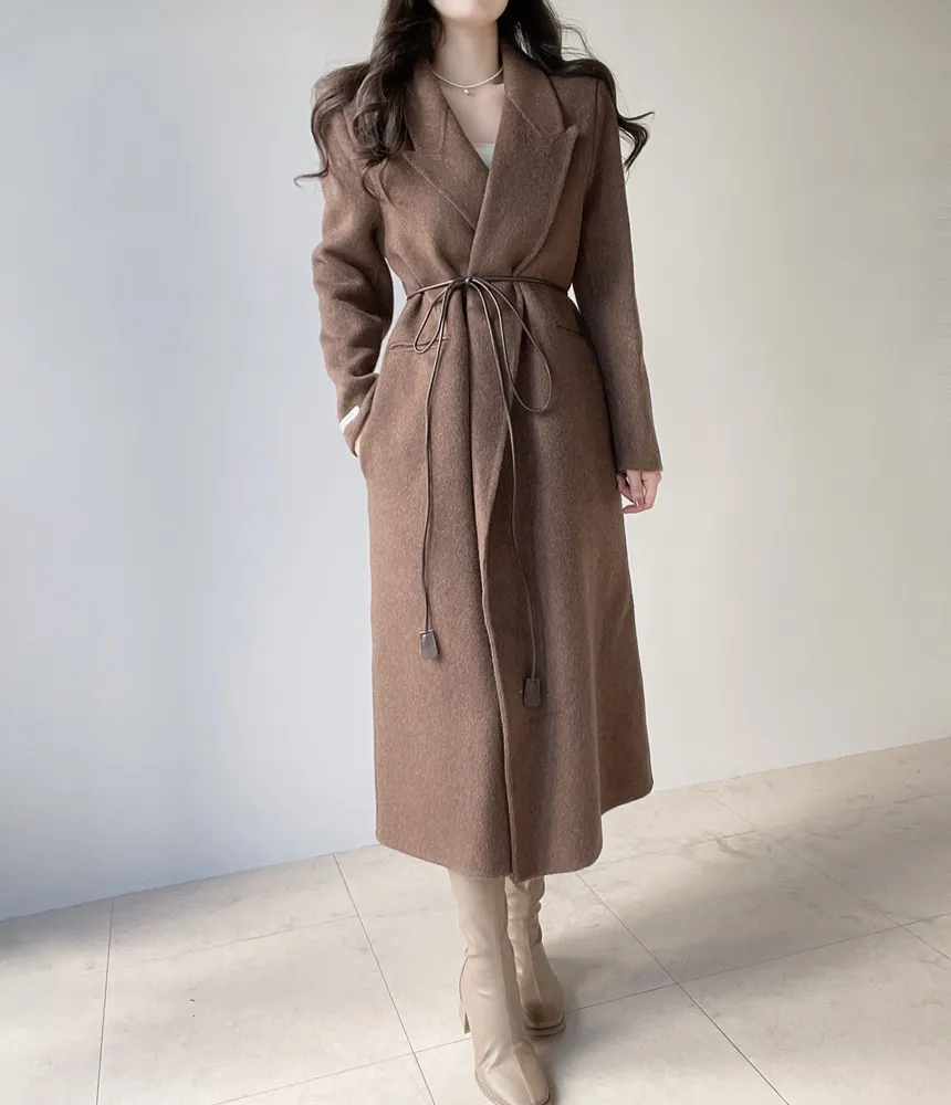 ストラップ付ウール混ロングカラーコート | mirangmirang | 詳細画像2