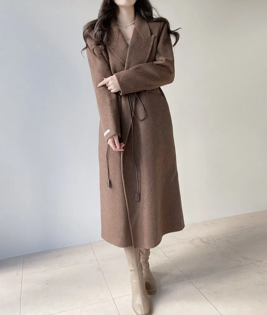 ストラップ付ウール混ロングカラーコート | mirangmirang | 詳細画像3