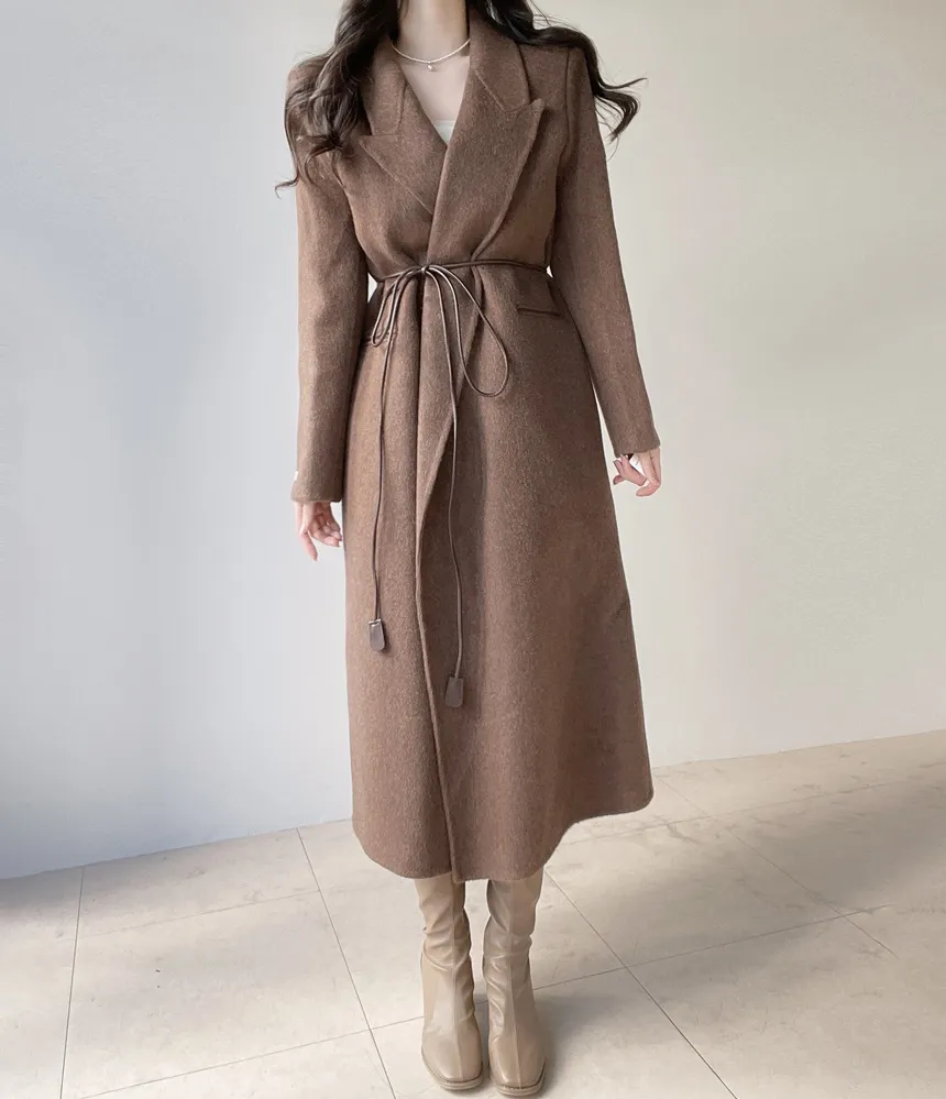 ストラップ付ウール混ロングカラーコート | mirangmirang | 詳細画像4