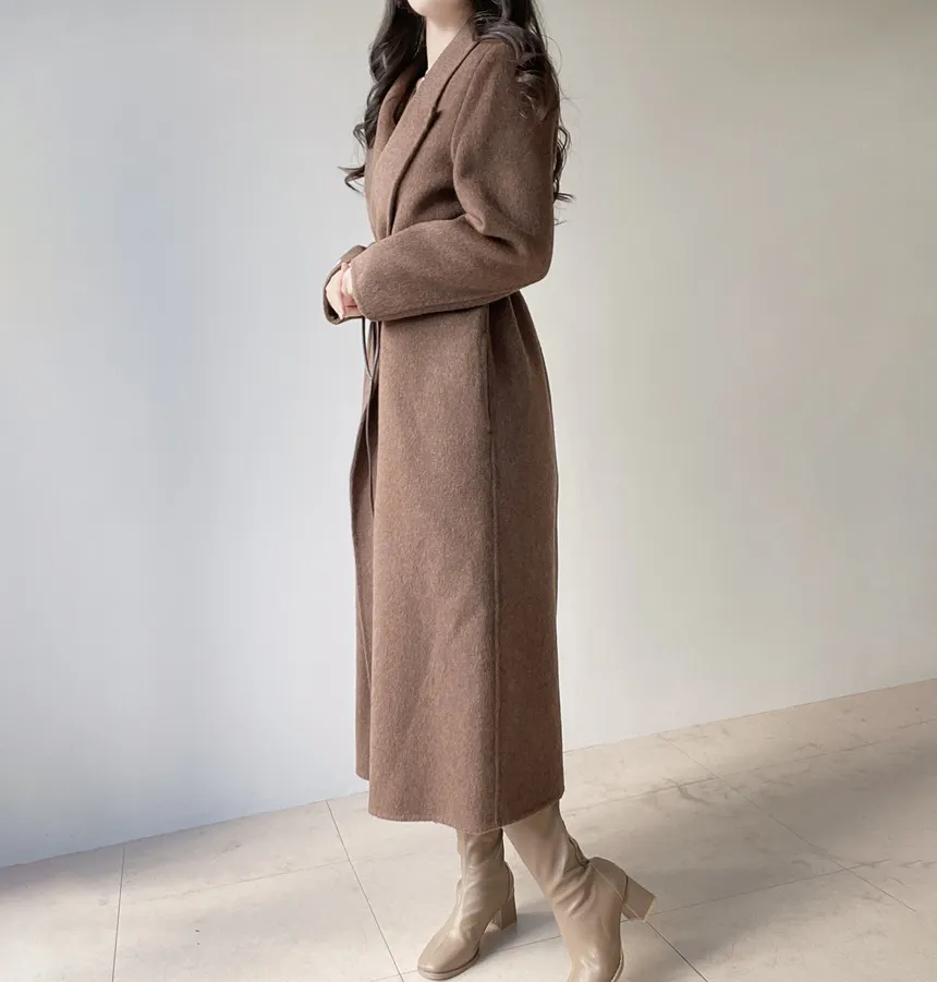 ストラップ付ウール混ロングカラーコート | mirangmirang | 詳細画像5