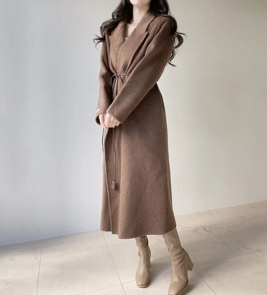 ストラップ付ウール混ロングカラーコート | mirangmirang | 詳細画像6