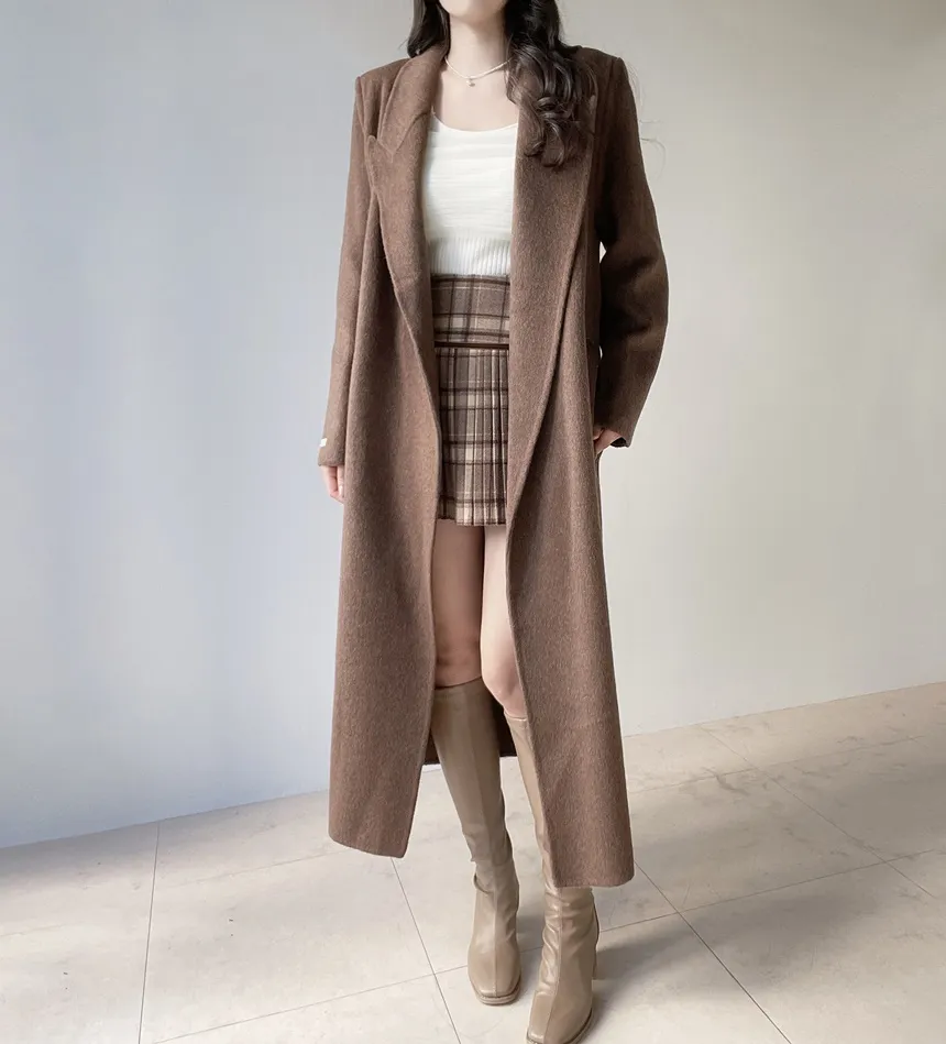 ストラップ付ウール混ロングカラーコート | mirangmirang | 詳細画像11