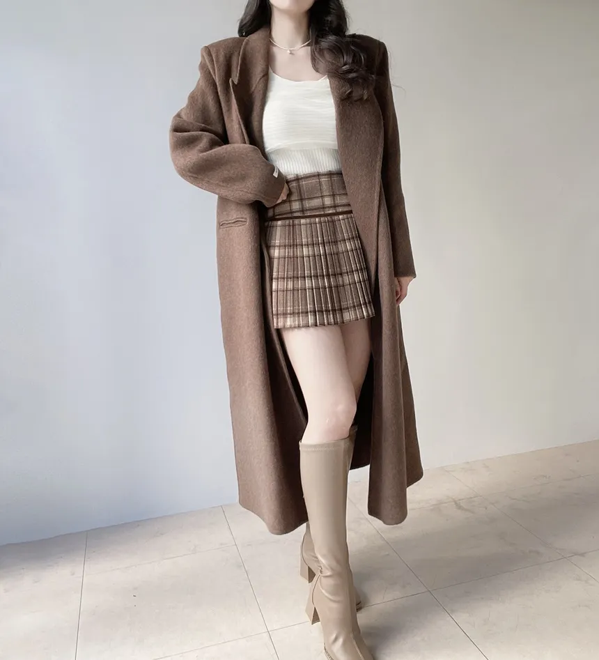 ストラップ付ウール混ロングカラーコート | mirangmirang | 詳細画像13